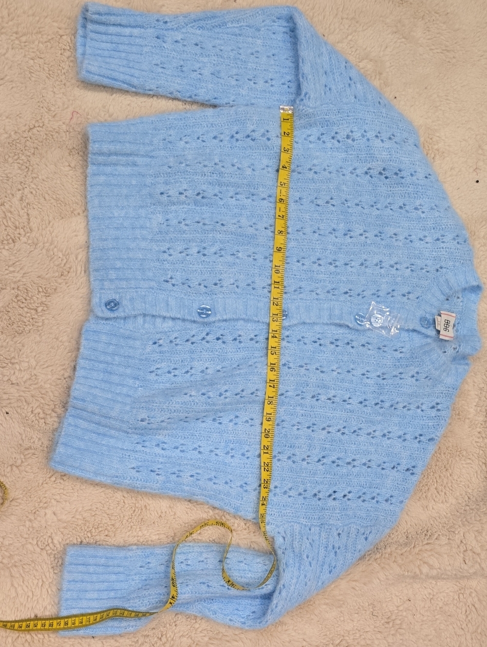 BDG Sky Blue Eyelet Button-Front Knit Cardigan